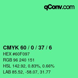 颜色代码: CMYK 60 / 0 / 37 / 6 | qconv.com