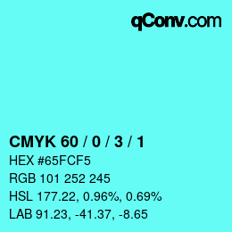 カラーコード: CMYK 60 / 0 / 3 / 1 | qconv.com