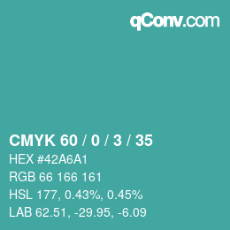 Color code: CMYK 60 / 0 / 3 / 35 | qconv.com