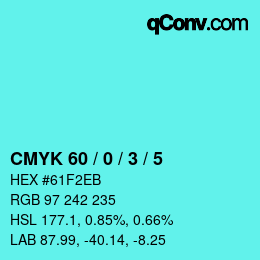 颜色代码: CMYK 60 / 0 / 3 / 5 | qconv.com