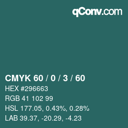 カラーコード: CMYK 60 / 0 / 3 / 60 | qconv.com