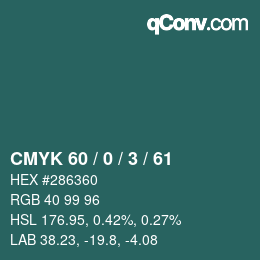 颜色代码: CMYK 60 / 0 / 3 / 61 | qconv.com