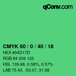 Color code: CMYK 60 / 0 / 40 / 18 | qconv.com