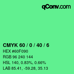 颜色代码: CMYK 60 / 0 / 40 / 6 | qconv.com