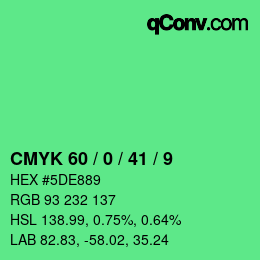 カラーコード: CMYK 60 / 0 / 41 / 9 | qconv.com