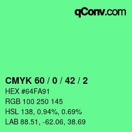 Color code: CMYK 60 / 0 / 42 / 2 | qconv.com