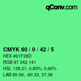 Color code: CMYK 60 / 0 / 42 / 5 | qconv.com