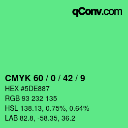 カラーコード: CMYK 60 / 0 / 42 / 9 | qconv.com