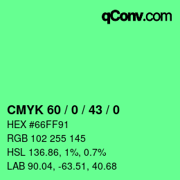 Color code: CMYK 60 / 0 / 43 / 0 | qconv.com