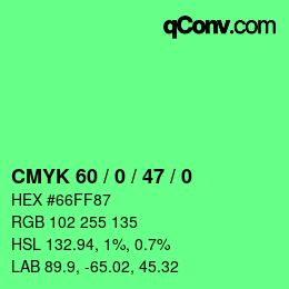 Color code: CMYK 60 / 0 / 47 / 0 | qconv.com
