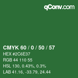 颜色代码: CMYK 60 / 0 / 50 / 57 | qconv.com