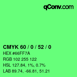 Color code: CMYK 60 / 0 / 52 / 0 | qconv.com