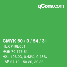 Color code: CMYK 60 / 0 / 54 / 31 | qconv.com