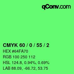 Color code: CMYK 60 / 0 / 55 / 2 | qconv.com