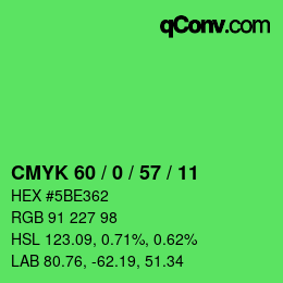 Farbcode: CMYK 60 / 0 / 57 / 11 | qconv.com