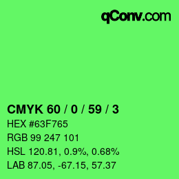 颜色代码: CMYK 60 / 0 / 59 / 3 | qconv.com