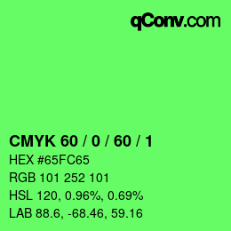 カラーコード: CMYK 60 / 0 / 60 / 1 | qconv.com