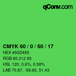 Color code: CMYK 60 / 0 / 60 / 17 | qconv.com