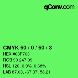 Color code: CMYK 60 / 0 / 60 / 3 | qconv.com