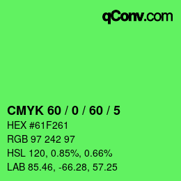 Color code: CMYK 60 / 0 / 60 / 5 | qconv.com