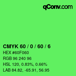 Color code: CMYK 60 / 0 / 60 / 6 | qconv.com