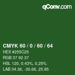 Color code: CMYK 60 / 0 / 60 / 64 | qconv.com