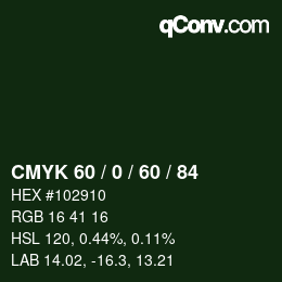 颜色代码: CMYK 60 / 0 / 60 / 84 | qconv.com