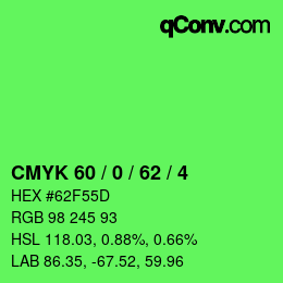 Color code: CMYK 60 / 0 / 62 / 4 | qconv.com