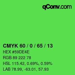 Color code: CMYK 60 / 0 / 65 / 13 | qconv.com