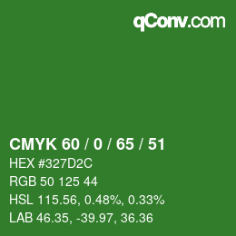 Color code: CMYK 60 / 0 / 65 / 51 | qconv.com