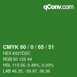 Color code: CMYK 60 / 0 / 65 / 51 | qconv.com