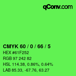 カラーコード: CMYK 60 / 0 / 66 / 5 | qconv.com