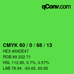 Color code: CMYK 60 / 0 / 68 / 13 | qconv.com