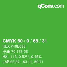 Color code: CMYK 60 / 0 / 68 / 31 | qconv.com