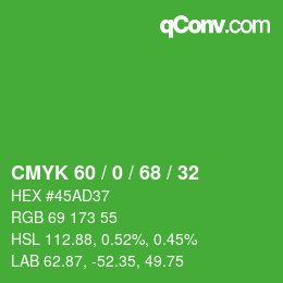 Color code: CMYK 60 / 0 / 68 / 32 | qconv.com