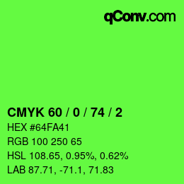 Color code: CMYK 60 / 0 / 74 / 2 | qconv.com