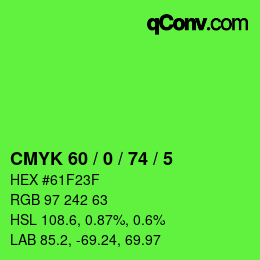 Color code: CMYK 60 / 0 / 74 / 5 | qconv.com