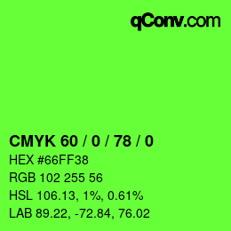 Farbcode: CMYK 60 / 0 / 78 / 0 | qconv.com
