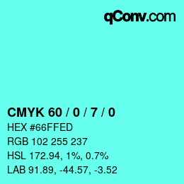 Color code: CMYK 60 / 0 / 7 / 0 | qconv.com