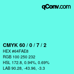 カラーコード: CMYK 60 / 0 / 7 / 2 | qconv.com
