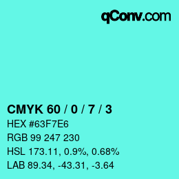 カラーコード: CMYK 60 / 0 / 7 / 3 | qconv.com