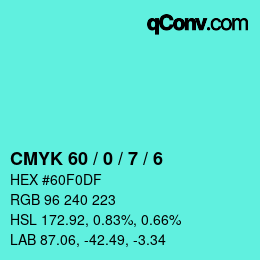 カラーコード: CMYK 60 / 0 / 7 / 6 | qconv.com