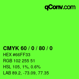 颜色代码: CMYK 60 / 0 / 80 / 0 | qconv.com