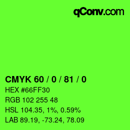 颜色代码: CMYK 60 / 0 / 81 / 0 | qconv.com