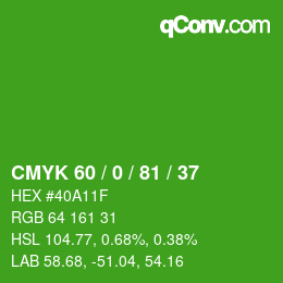 Color code: CMYK 60 / 0 / 81 / 37 | qconv.com