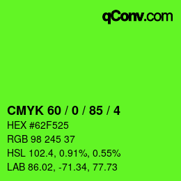 カラーコード: CMYK 60 / 0 / 85 / 4 | qconv.com