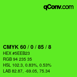 颜色代码: CMYK 60 / 0 / 85 / 8 | qconv.com
