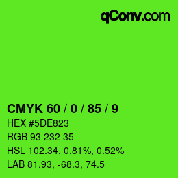 Color code: CMYK 60 / 0 / 85 / 9 | qconv.com