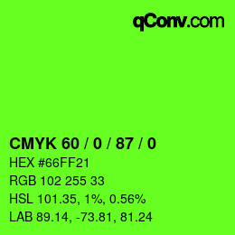 Color code: CMYK 60 / 0 / 87 / 0 | qconv.com