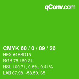Color code: CMYK 60 / 0 / 89 / 26 | qconv.com